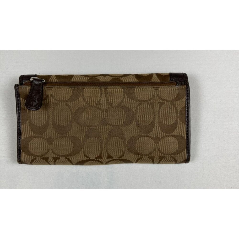 Coach Women’s Signature Monogram Turnlock Slim Envelope Wallet Brown Canvas - Picture 2 of 3
